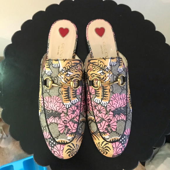 Gucci Princetown Tiger Flat Mule Loafers 37 - Picture 2 of 7